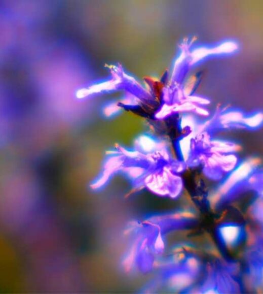 A close up of a Ajuga flower with a blurred background.