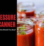 Three jars of tomato sauce with the words pressure canner which one should you buy?.