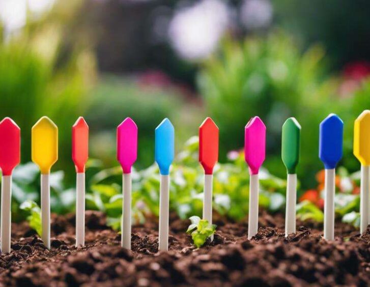 organized garden with markers